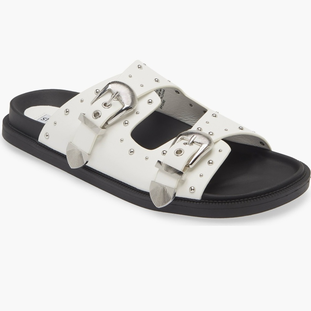 Steve Madden Connelly White and Black Sandals